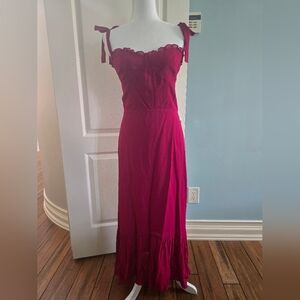 Reformation Red Sleeveless Midi Gown with Slit